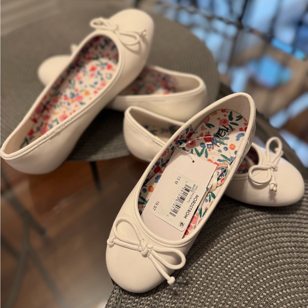 White Ballet Flats with Bow